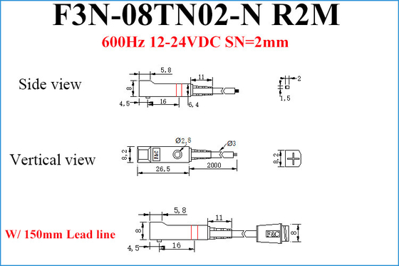 Small Inductive Proximity Sensor Front Sensing 2mm NPN Flat