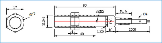 12VDC M12 NPN Non-metal Detector Capacitive Proximity Switch