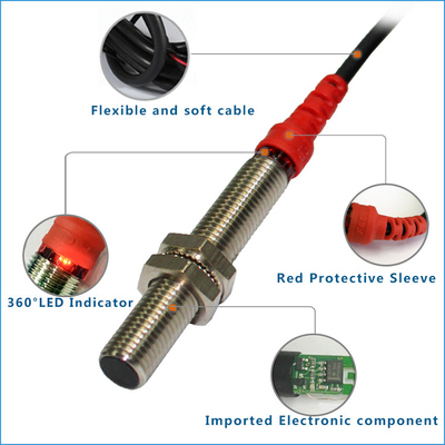 12-24VDC 2 Wires Flush M8 Inductive Sensor 2mm Metal Detection