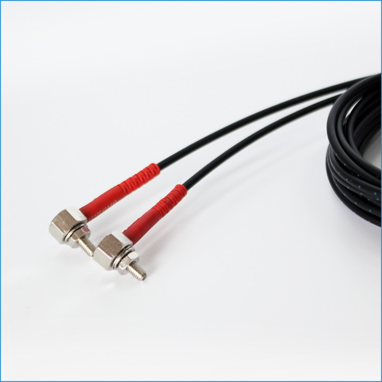90 Degree Throughbeam M4 Fiber Optic Sensor 50mm Sensing Optic Fibers