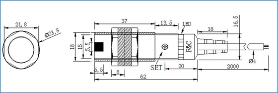 NPN NO M18 Cylindrical Photoelectric Beam Detector Through Beam Optical Switches